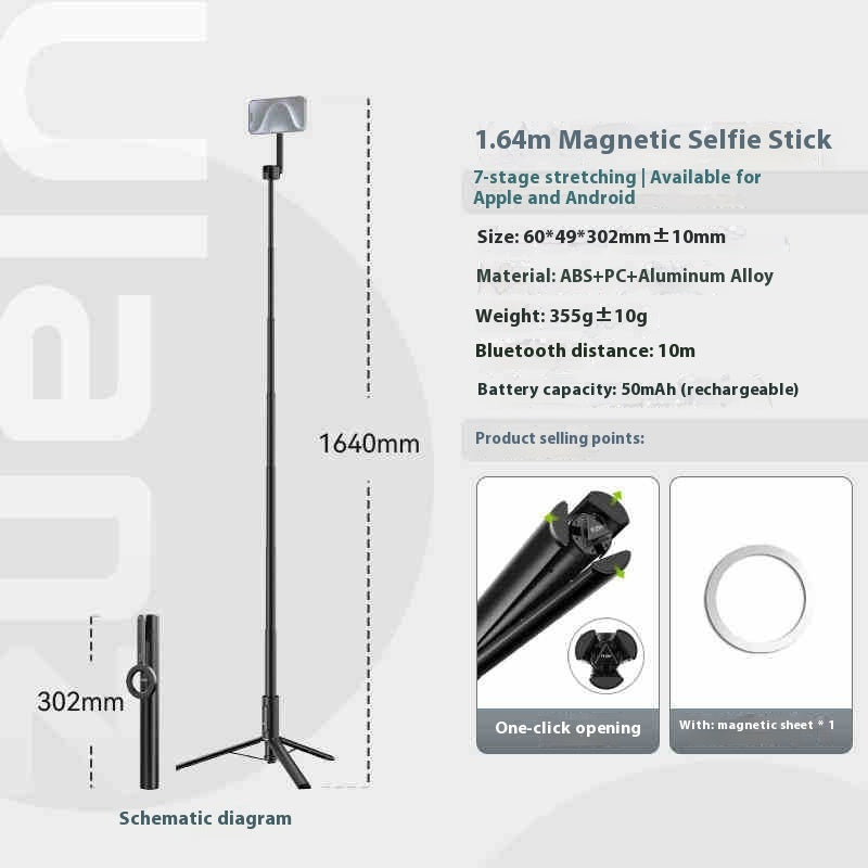 Bluetooth Selfie Stick For Magnetic Mobile Phone
