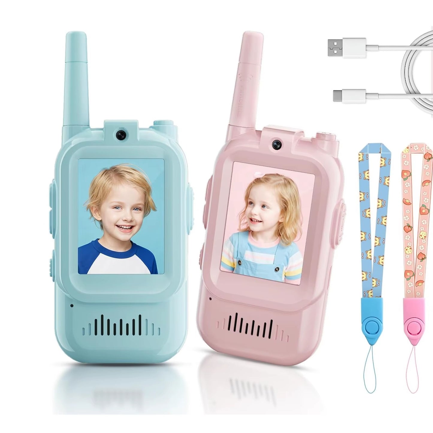 Mini Video Wireless Walkie Talkies For Kids Handheld 2 Pack Rechargeable Intercom Cam
