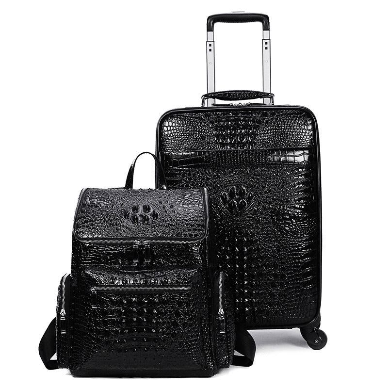 Genuine Leather Crocodile Pattern Suitcase